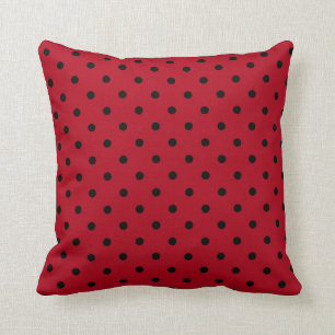 Röd och svart Polka dots Kudde