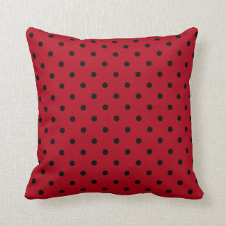 Röd och svart Polka dots Kudde