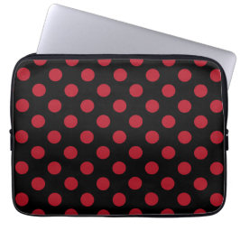 Röd och svart polka dots laptop fodral