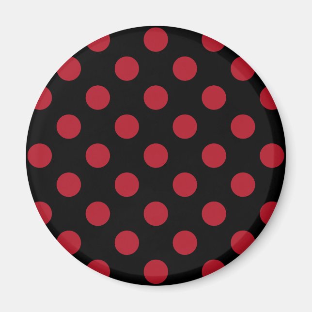 Röd och svart polka dots magnet (Framsidan)