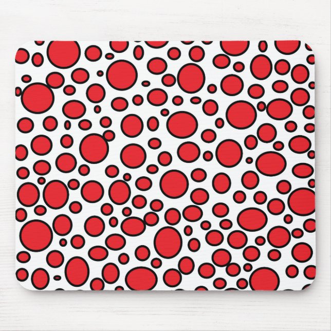 Röd och svart polka dots Mousepad Musmatta (Framsidan)