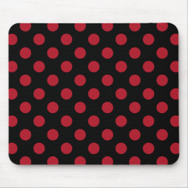 Röd och svart polka dots musmatta