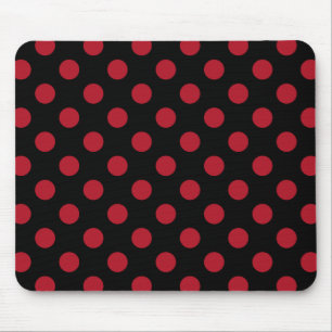 Röd och svart polka dots musmatta