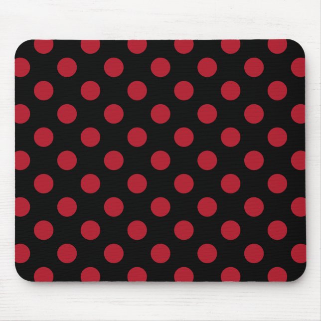 Röd och svart polka dots musmatta (Framsidan)