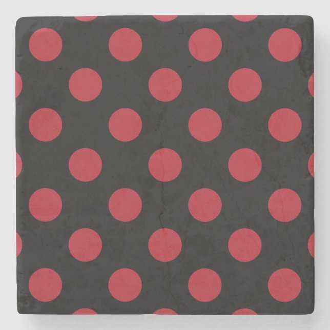 Röd och svart polka dots stenunderlägg (Framsidan)
