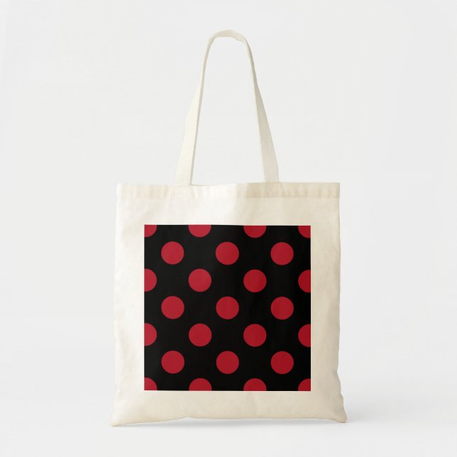 Röd och svart polka dots tygkasse (Framsidan)