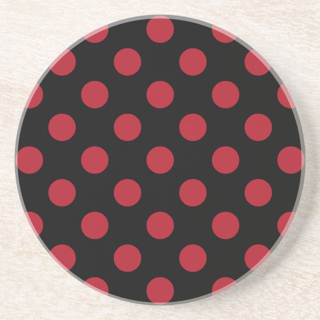 Röd och svart polka dots underlägg sandsten (Framsidan)
