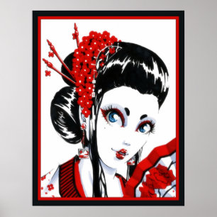 Röd och svart poster