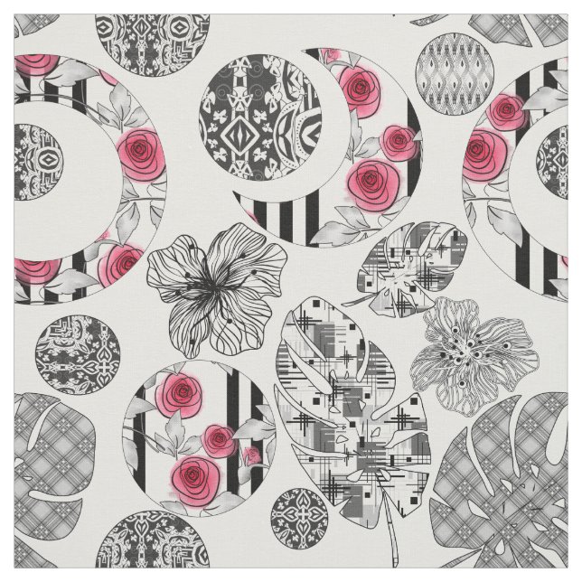 Röd och svart, Quilting, Patchwork, Rustic, Modern Tyg (Provkarta)