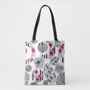 Röd och svart, Quilting, Patchwork, Rustic, Modern Tygkasse