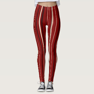 Röd och svart Rand Leggings