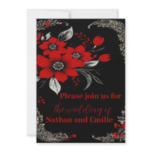 Röd och svart romsk bröllopsinbjudan