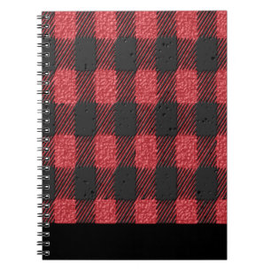 Röd och svart rutig journal anteckningsbok