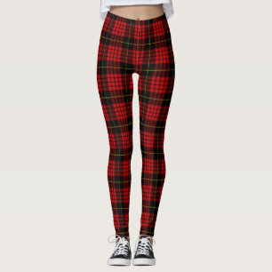 Röd och svart skotsk tartan leggings