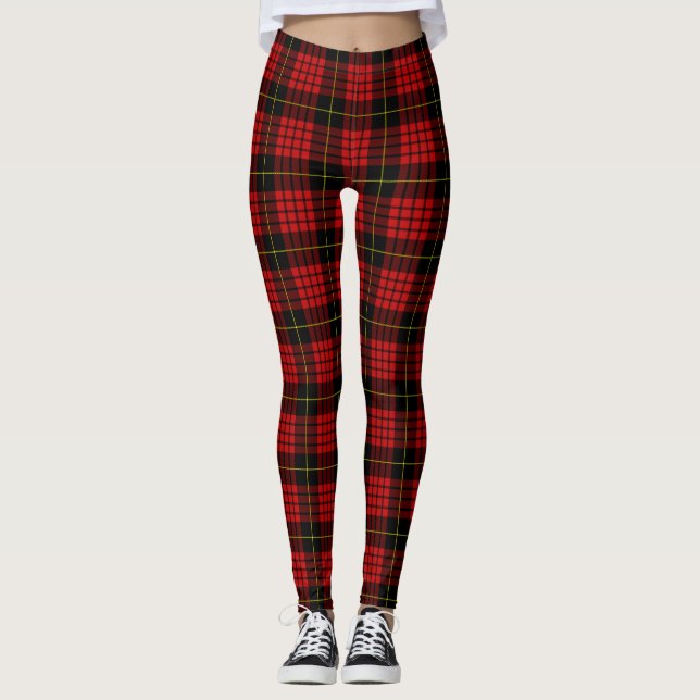 Röd och svart skotsk tartan leggings (Framsida)