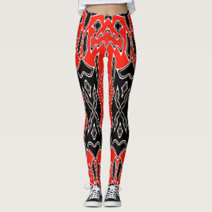 Röd och svart, sömlös "Ratti_Kreativ_Arts" Leggings