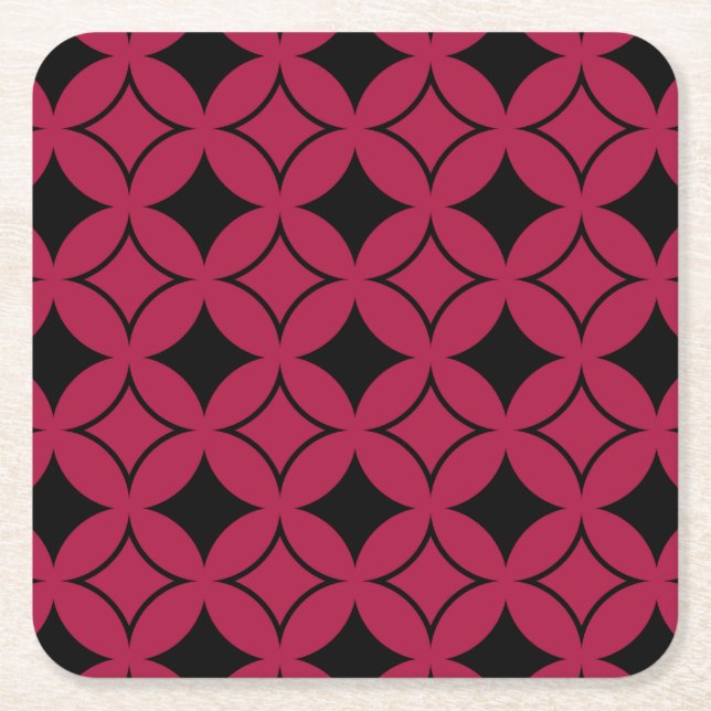 Röd och svart späcko underlägg papper kvadrat (Framsidan)