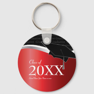 Röd och svart studenten Keychain för anpassade Nyckelring