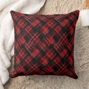Röd och svart tartan mönster kudde