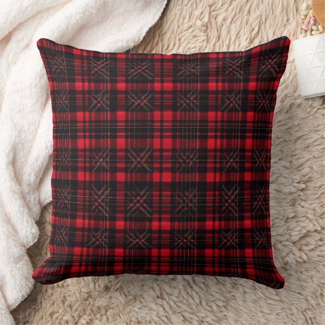 Röd och svart tartan mönster kudde (Filt)