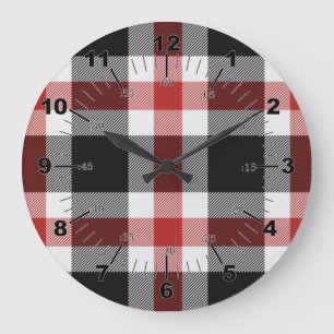 Röd och svart tartan stor klocka