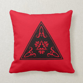 Röd och svart tribal pyramid! kudde