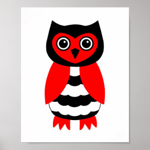 Röd och svart Uggla Poster