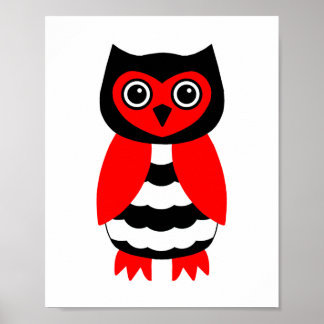 Röd och svart Uggla Poster