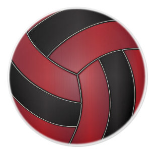 Röd och svart volleyboll för mörk - knopp