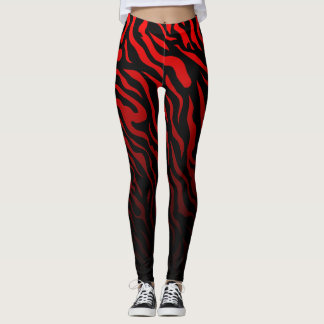 Röd och svart Zebra ränder: Snyggt Leggings