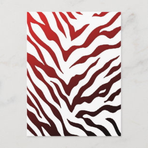 Röd och svart Zebra ränder Vykort
