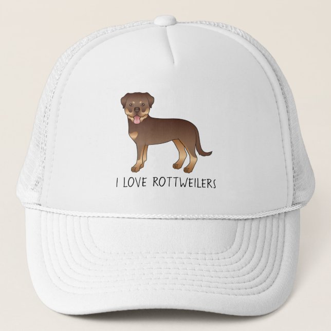 Röd Och Tan Rottweiler Hund - Jag Älskar Rottweile Keps (Framsida)