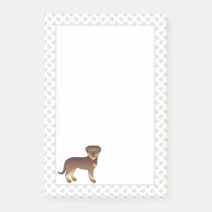 Röd Och Tan Rottweiler Söt Tecknad Hund Och Tassar Post-it Block