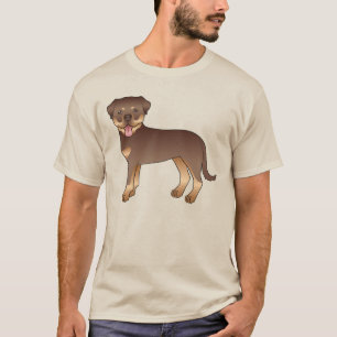 Röd och Tan Rottweiler Söt Tecknad Hund T Shirt
