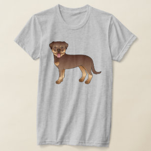 Röd och Tan Rottweiler Söt Tecknad Hund T Shirt