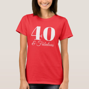Röd och Vit 40 & Fantastisk Typografi T Shirt
