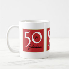 Röd och vit 50 och Fabulös Födelsedagsfest Kaffemugg
