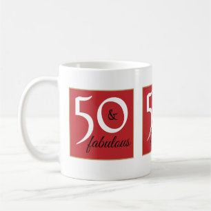 Röd och vit 50 och Fabulös Födelsedagsfest Kaffemugg