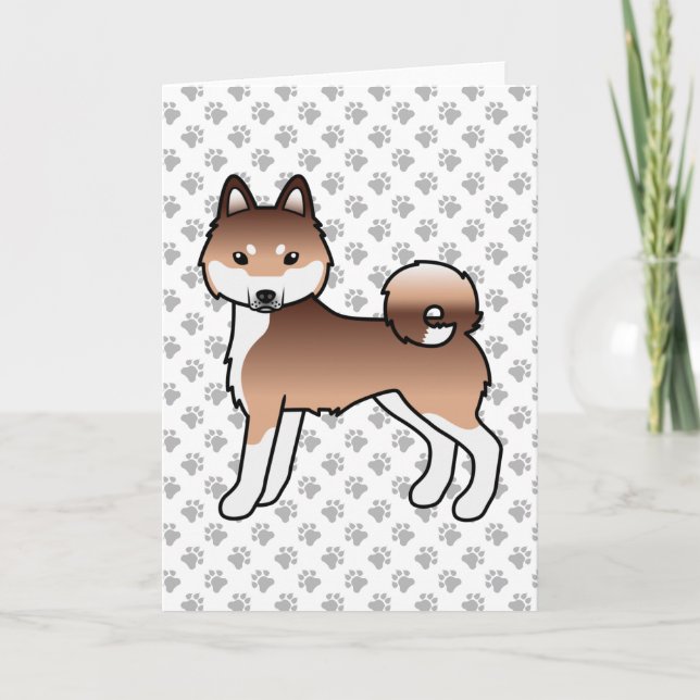 Röd och vit Alaska Klee Kai Cute Tecknad hund Kort (Framsida)