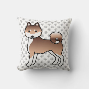 Röd och vit Alaskan Klee Kai Cartoon Hund & Klor Kudde