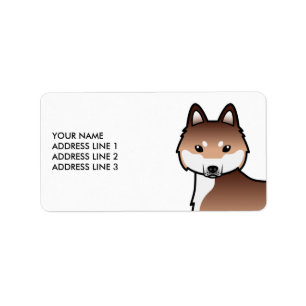Röd Och Vit Alaskan Klee Kai Hund & Anpassad Text Adressetikett
