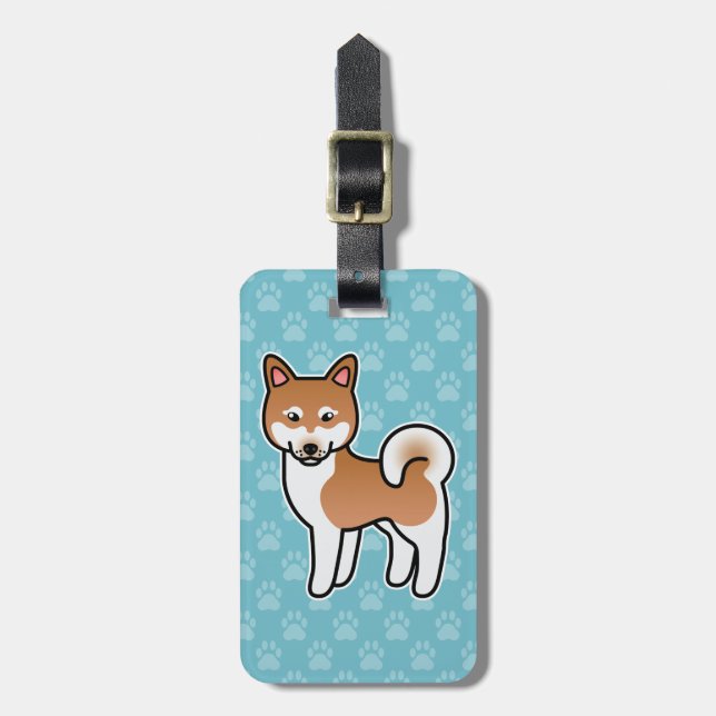Röd Och Vit Alaskan Klee Kai Hund Illustration Bagagebricka (Vertikal Framsida)