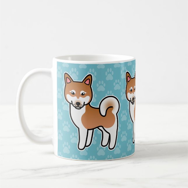 Röd och vit Alaskan Klee Kai Hund Illustration Kaffemugg (Vänster)