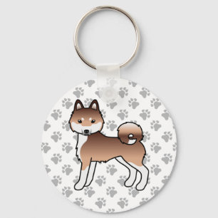 Röd och vit Alaskan Klee Kai söt hund & tassar Nyckelring