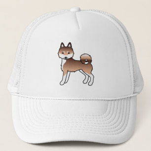 Röd Och Vit Alaskan Klee Kai Söt Tecknad Hund Keps