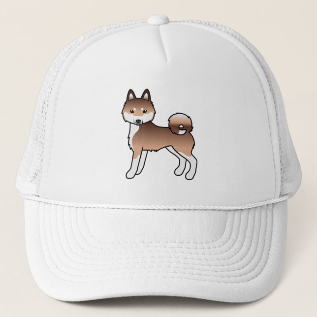 Röd Och Vit Alaskan Klee Kai Söt Tecknad Hund Keps (Framsida)