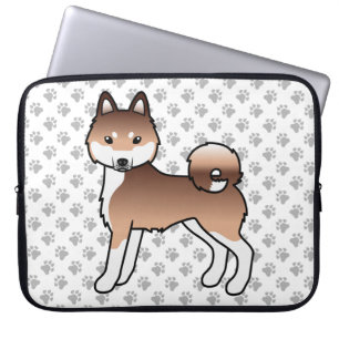 Röd och vit Alaskan Klee Kai söt tecknad hund Laptop Fodral
