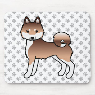 Röd och vit Alaskan Klee Kai söt tecknad hund Musmatta