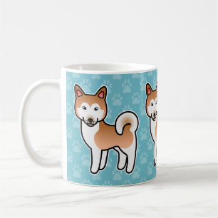 Röd och vit Alaskan Malamute Hund Illustration Kaffemugg