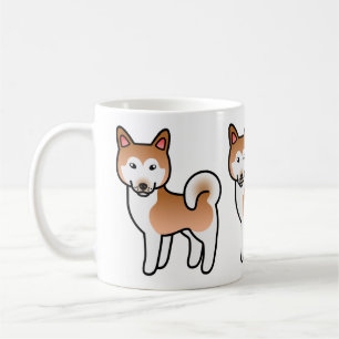Röd och vit Alaskan Malamute Hund Illustration Kaffemugg